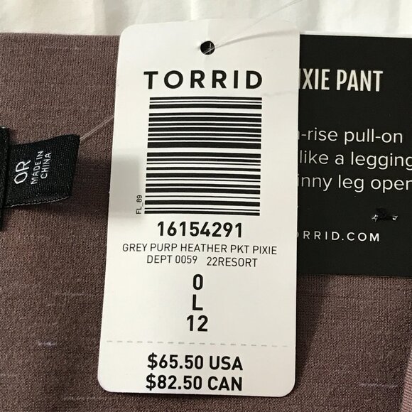 Torrid Pixie Pull On Pants Women L Purple Mid Rise Pocket Slimming Stretch 18294 - Picture 6 of 16